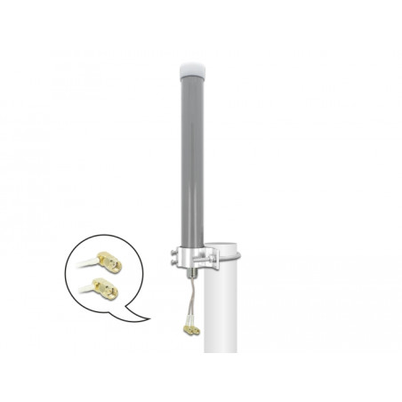 Delock Multiband LTE WLAN 2,4 GHz Antenne 1 x SMA Stecker 1 x RP-SMA Stecker 2 - 3 dBi 2 x 20 cm RG-178 omnidirektional outdoor 
