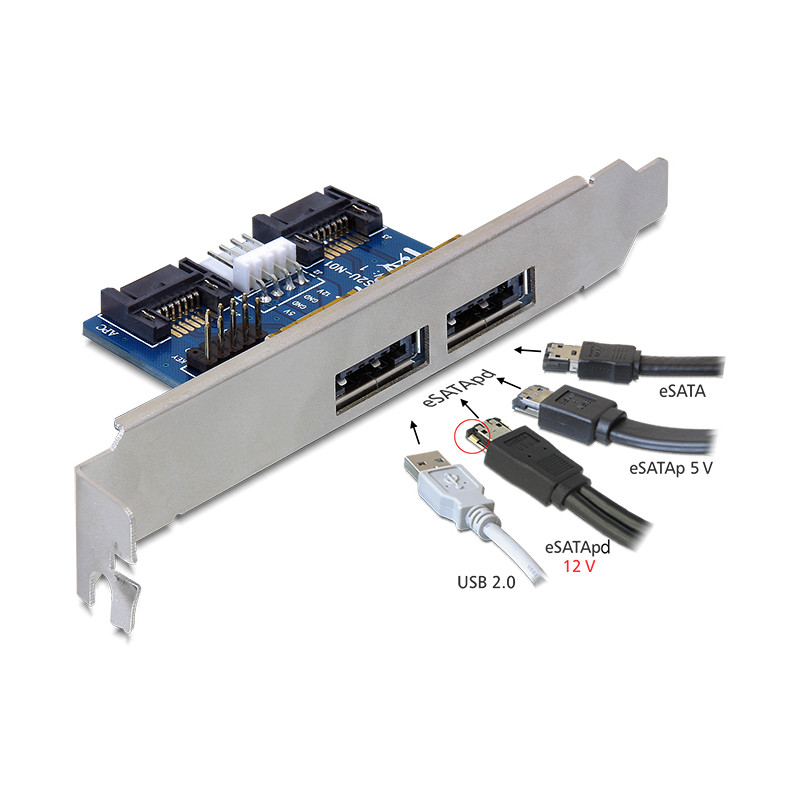 Delock Slotblech 2 x eSATApd 5 V / 12 V