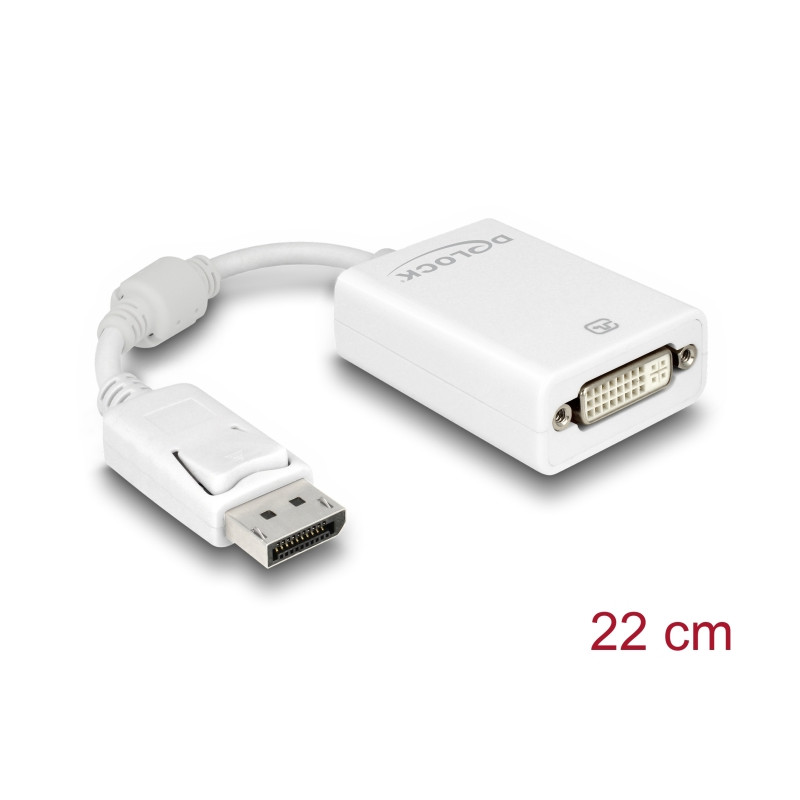 Delock Adapter DisplayPort 1.1 Stecker - DVI Buchse Passiv weiß