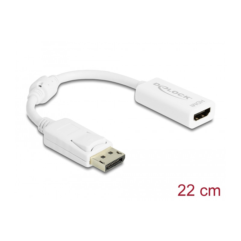 Delock Adapter DisplayPort 1.1 Stecker - HDMI Buchse Passiv weiß