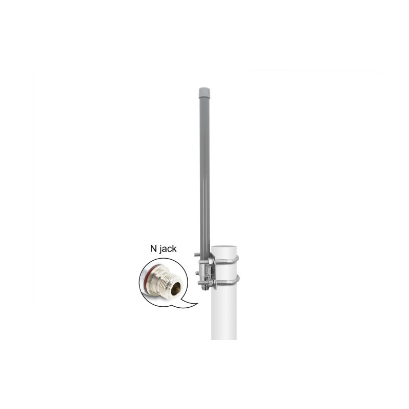 Delock 433 MHz Antenne N Buchse 2 dBi 40 cm omnidirektional starr outdoor grau