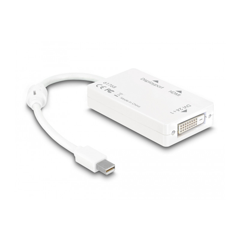 Delock Adapter mini DisplayPort 1.1 Stecker - DisplayPort / HDMI / DVI Buchse Passiv weiß