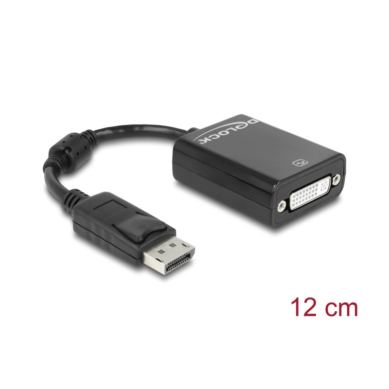 Delock Adapter DisplayPort 1.1 Stecker - DVI Buchse Passiv schwarz