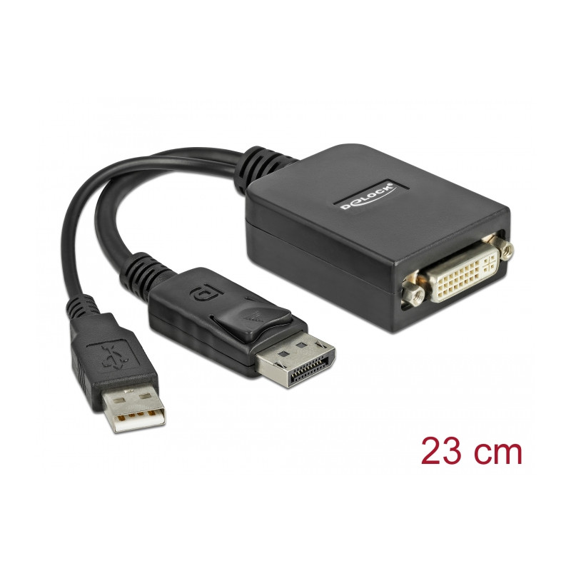 Delock Adapter DisplayPort 1.1 Stecker - DVI Buchse Aktiv schwarz