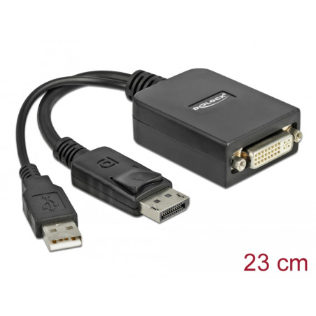 Delock Adapter DisplayPort 1.1 Stecker - DVI Buchse Aktiv schwarz
