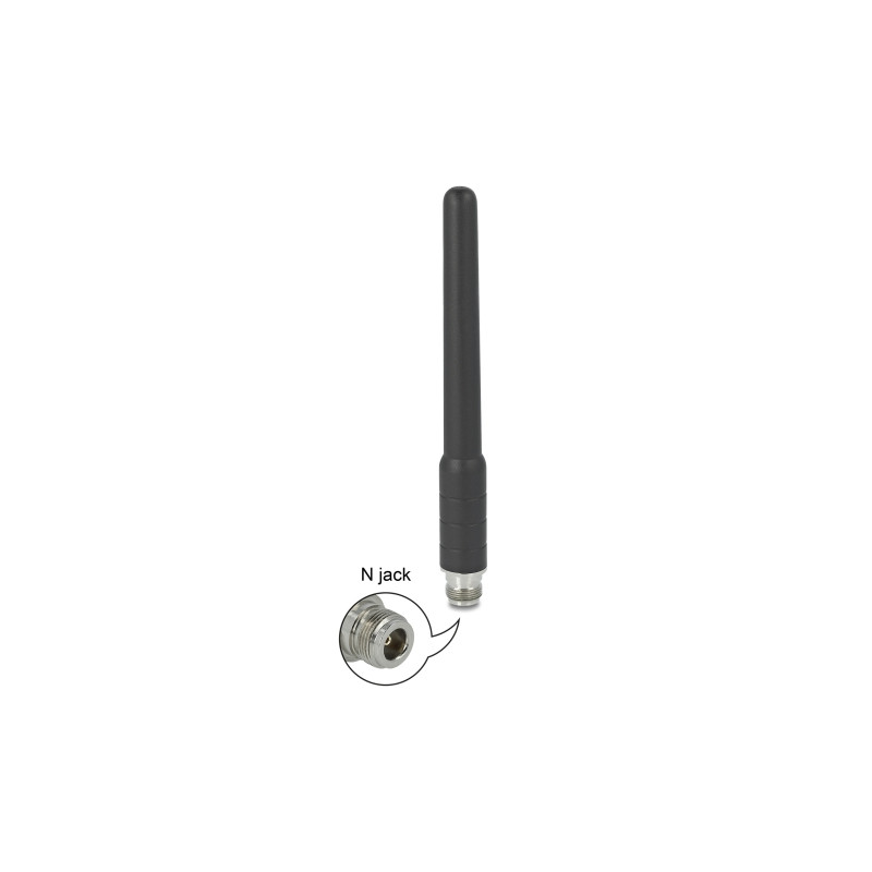 Delock GSM, UMTS Antenne N Buchse 2 dBi 17,8 cm omnidirektional starr mit flexiblem Materialien outdoor schwarz
