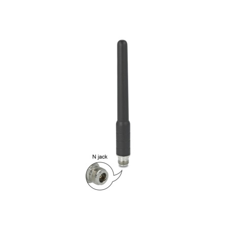 Delock GSM, UMTS Antenne N Buchse 2 dBi 17,8 cm omnidirektional starr mit flexiblem Materialien outdoor schwarz