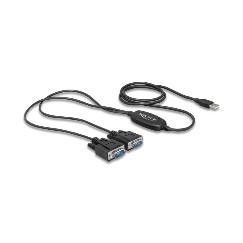 Delock Adapter USB 2.0 Typ-A - 2 x Seriell DB9 RS-232