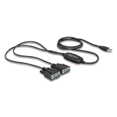 Delock Adapter USB 2.0 Typ-A - 2 x Seriell DB9 RS-232