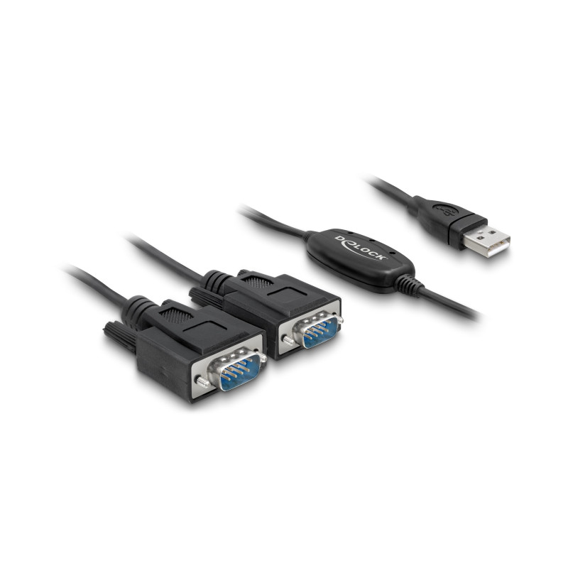 Delock Adapter USB 2.0 Typ-A - 2 x Seriell DB9 RS-232