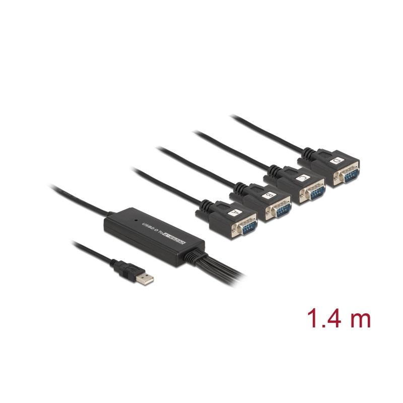 Delock Adapter USB 2.0 Typ-A Stecker - 4 x Seriell RS-232 Stecker