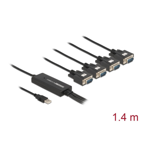 Delock Adapter USB 2.0 Typ-A Stecker - 4 x Seriell RS-232 Stecker