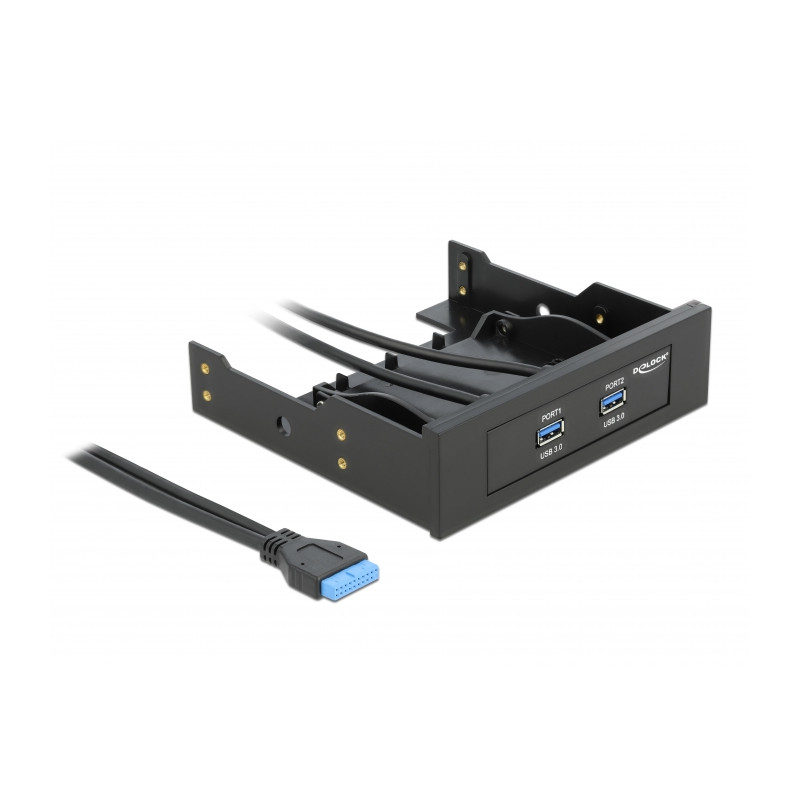 Delock Front Panel 3.5″ / 5.25″ 2 Port USB 5 Gbps mit interner 19 Pin USB 5 Gbps Pfostenbuchse