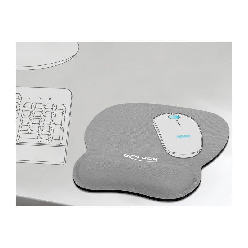 Delock Ergonomisches Mauspad mit Handballenauflage grau 245 x 206 mm