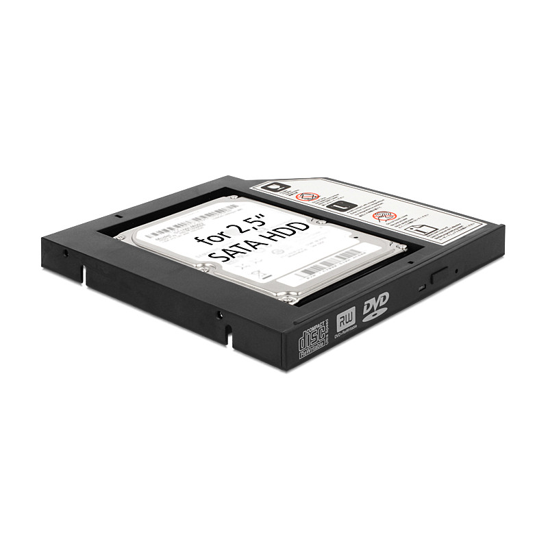 Delock Slim SATA 5.25″ Einbaurahmen (13 mm) für 1 x 2.5″ SATA HDD bis 9,5 mm
