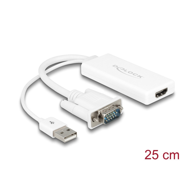 Delock VGA zu HDMI Adapter mit Audio weiß