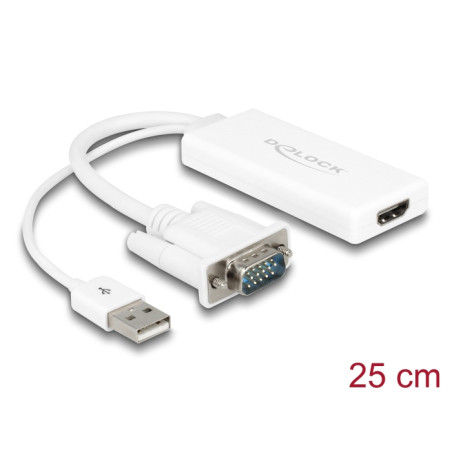 Delock VGA zu HDMI Adapter mit Audio weiß