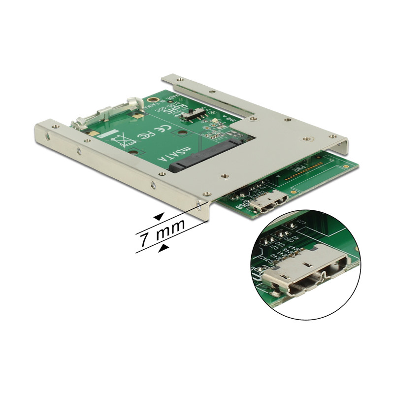 Delock Konverter USB 3.0 - mSATA mit 2.5″ Rahmen (7 mm)