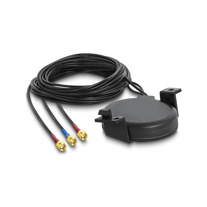 Delock LTE MIMO GNSS Antenne 3 x SMA Stecker RG-174 3 m Schraubmontage outdoor schwarz
