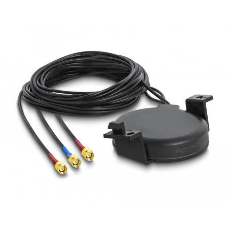 Delock LTE MIMO GNSS Antenne 3 x SMA Stecker RG-174 3 m Schraubmontage outdoor schwarz