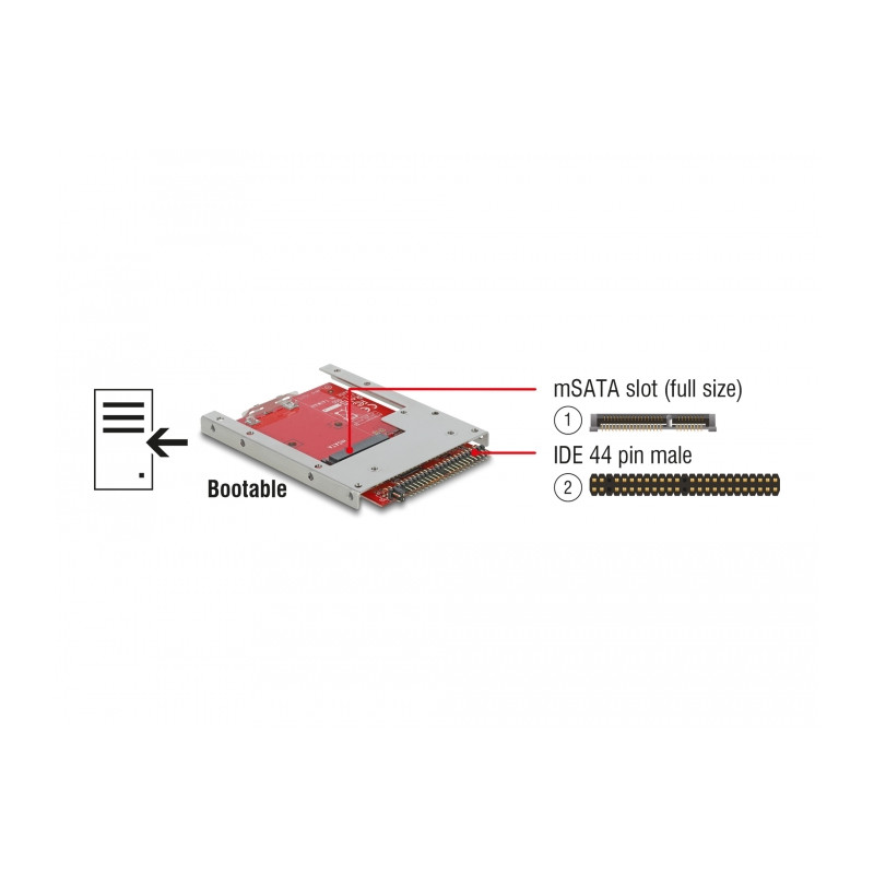 Delock Konverter IDE 44 Pin - mSATA mit 2.5″ Rahmen - 7 mm