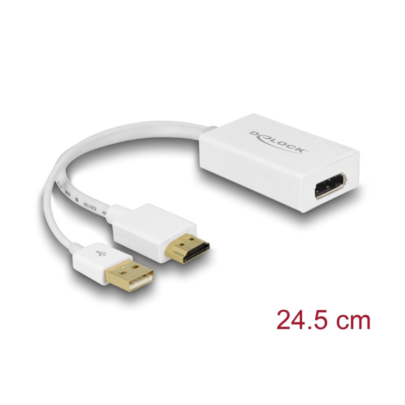 Delock Adapter HDMI-A Stecker - DisplayPort 1.2 Buchse weiß