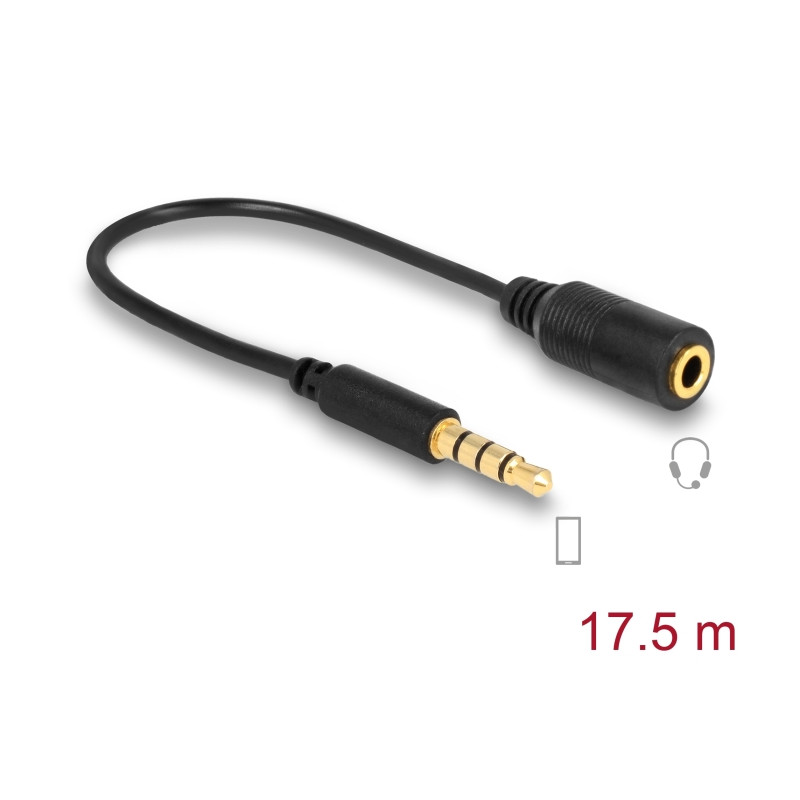 Delock Kabel Klinke 3,5 mm 4 Pin Stecker - Klinke 3,5 mm 4 Pin Buchse (ändert die Pinbelegung)