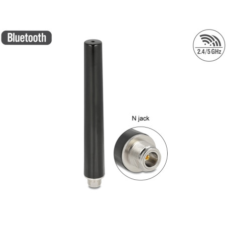 Delock Dualband WLAN WiFi 6 Antenne N Buchse 4 - 6 dBi 16,55 cm omnidirektional starr outdoor schwarz