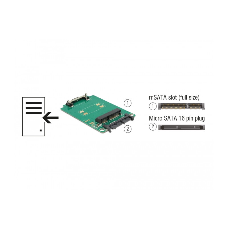 Delock 1.8″ Konverter Micro SATA 16 Pin - mSATA full size