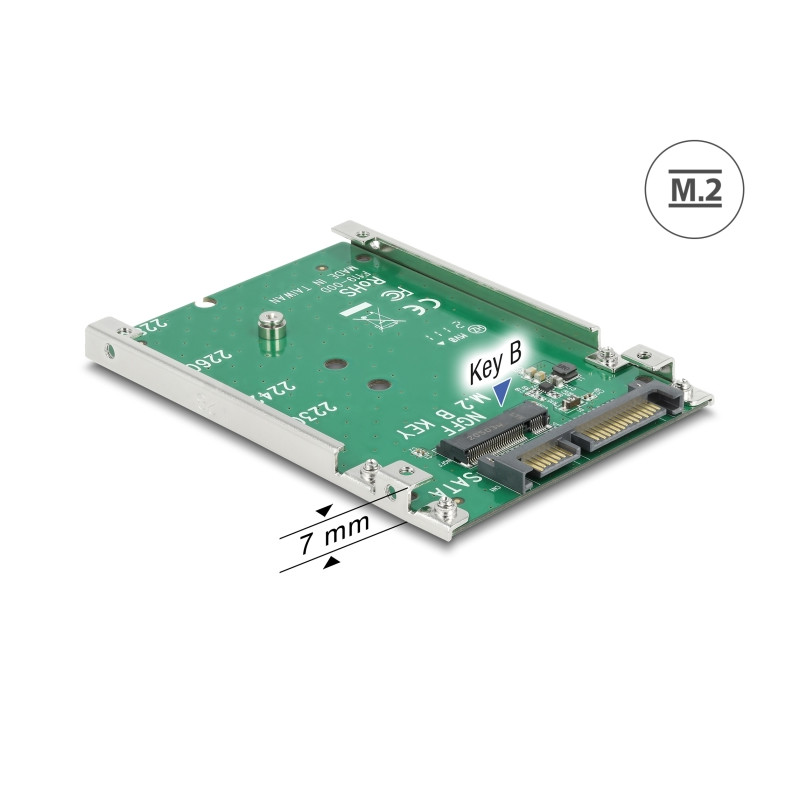 Delock 2.5″ Konverter SATA 22 Pin - 1 x M.2 Key B - 7 mm