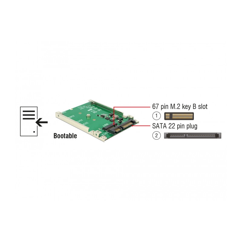 Delock 2.5″ Konverter SATA 22 Pin - 1 x M.2 Key B - 7 mm