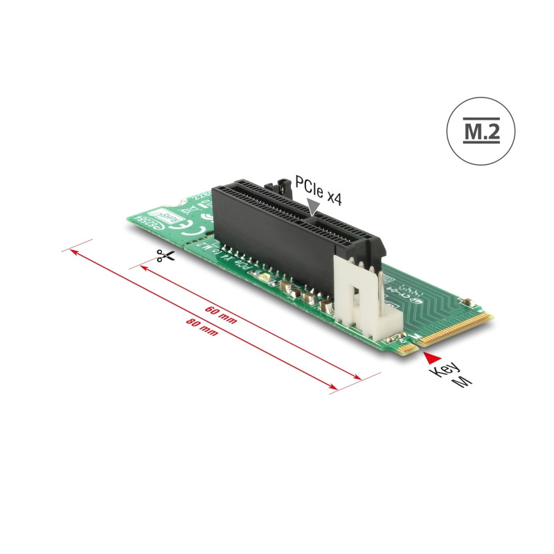 Delock Adapter M.2 Key M Stecker zu PCI Express x4 Slot