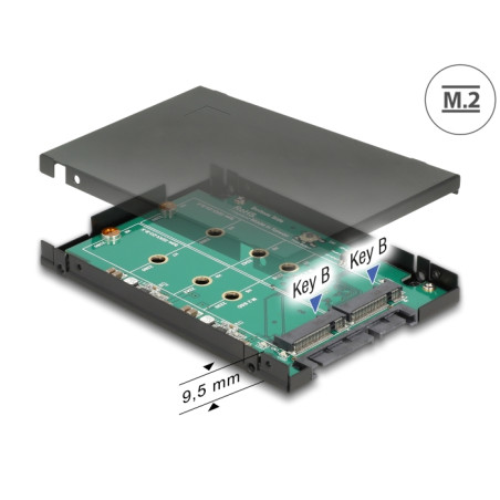 Delock 2.5″ Konverter SATA 22 Pin - 2 x M.2 mit RAID mit Gehäuse