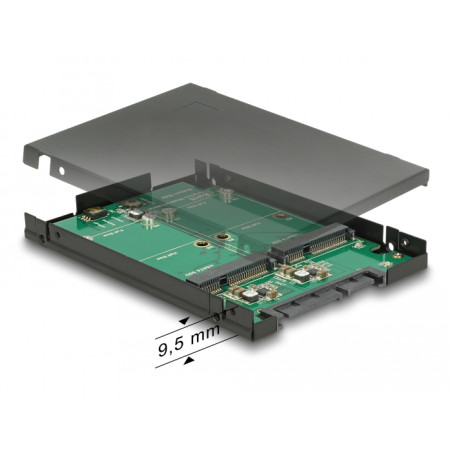 Delock 2.5″ Konverter SATA 22 Pin - 2 x mSATA mit RAID mit Gehäuse