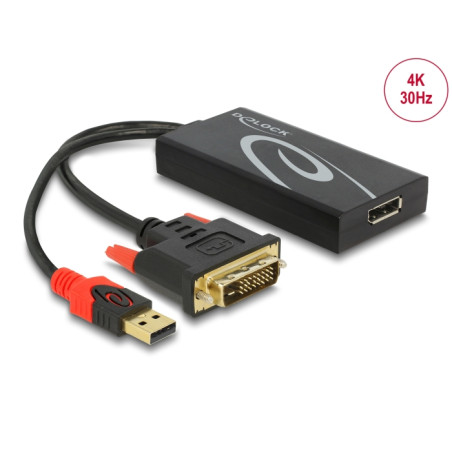 Delock Adapter DVI Stecker - DisplayPort 1.2 Buchse schwarz
