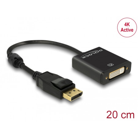 Delock Adapter DisplayPort 1.2 Stecker - DVI Buchse 4K Aktiv schwarz