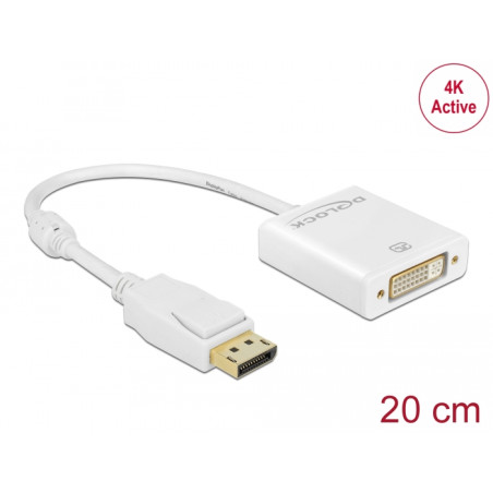 Delock Adapter DisplayPort 1.2 Stecker - DVI Buchse 4K Aktiv weiß