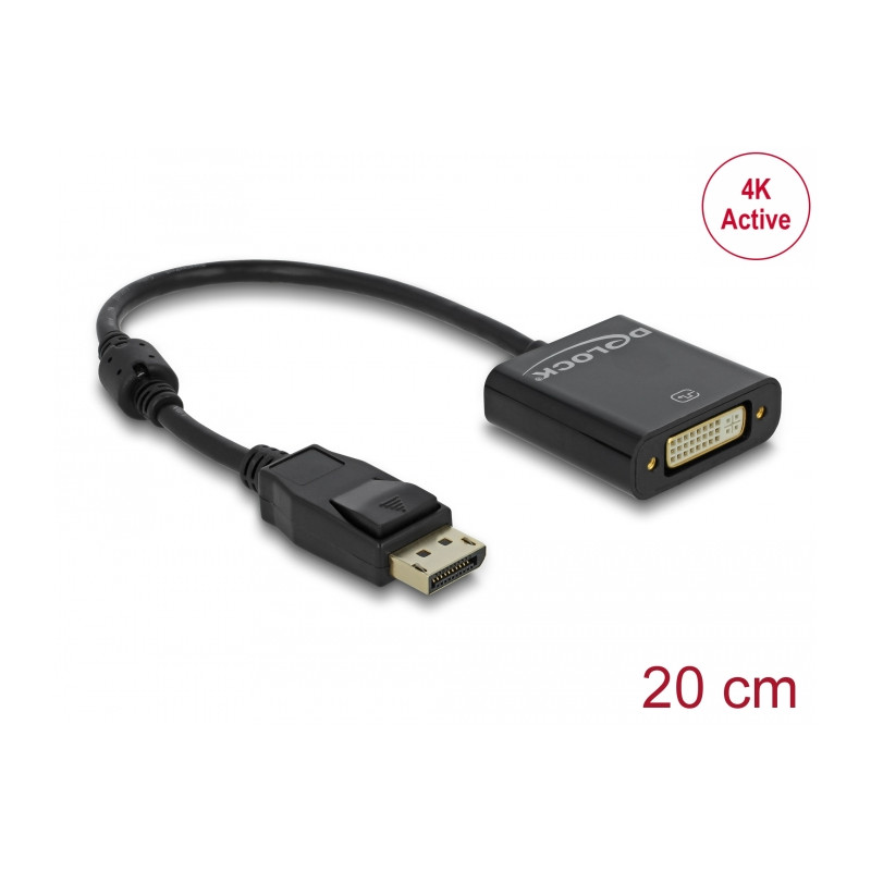 Delock Adapter DisplayPort 1.2 Stecker - DVI Buchse 4K Passiv schwarz