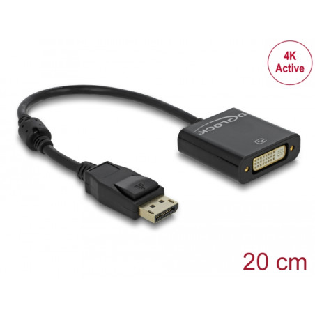 Delock Adapter DisplayPort 1.2 Stecker - DVI Buchse 4K Passiv schwarz