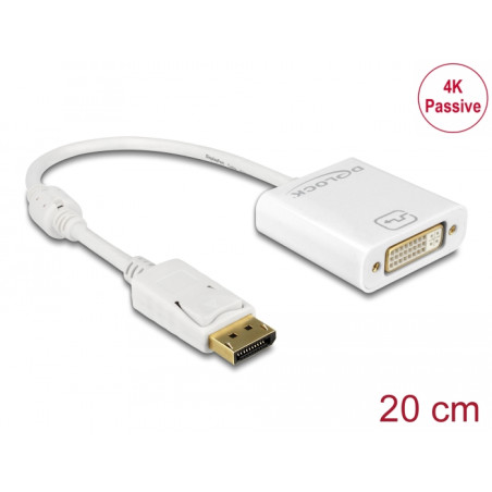 Delock Adapter DisplayPort 1.2 Stecker - DVI Buchse 4K Passiv weiß