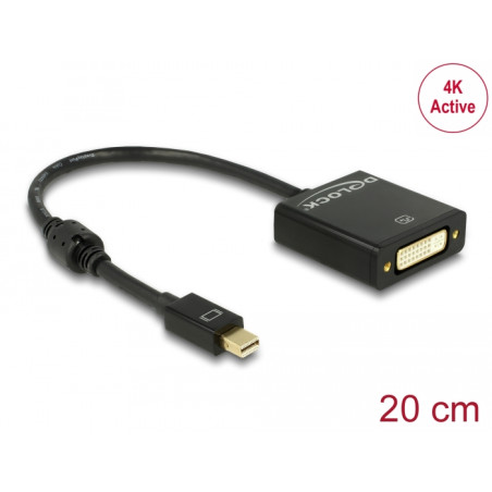Delock Adapter mini DisplayPort 1.2 Stecker - DVI Buchse 4K Aktiv schwarz