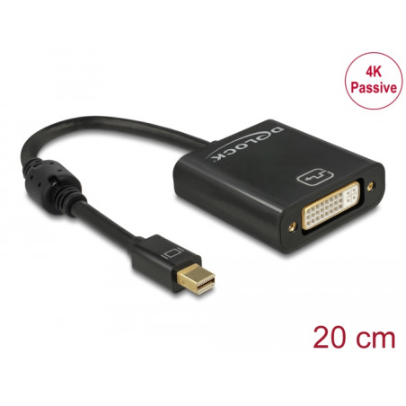 Delock Adapter mini DisplayPort 1.2 Stecker - DVI Buchse 4K Passiv schwarz