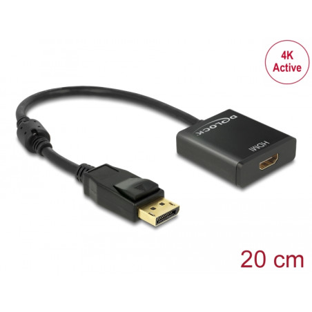 Delock Adapter DisplayPort 1.2 Stecker - HDMI Buchse 4K Aktiv schwarz