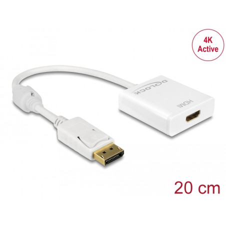 Delock Adapter DisplayPort 1.2 Stecker - HDMI Buchse 4K Aktiv weiß