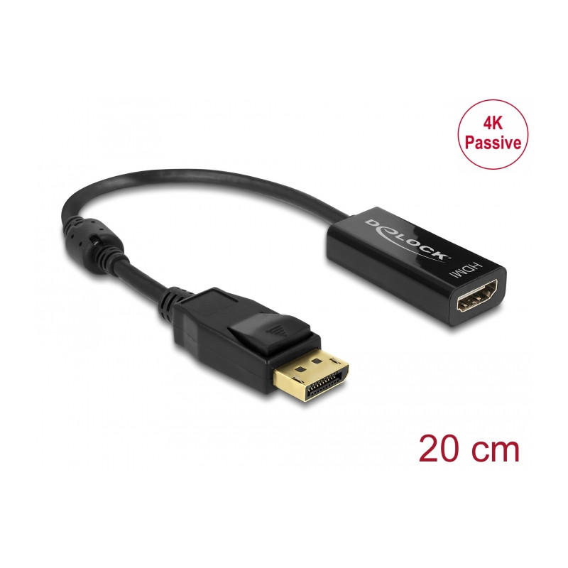 Delock Adapter DisplayPort 1.2 Stecker - HDMI Buchse 4K Passiv schwarz