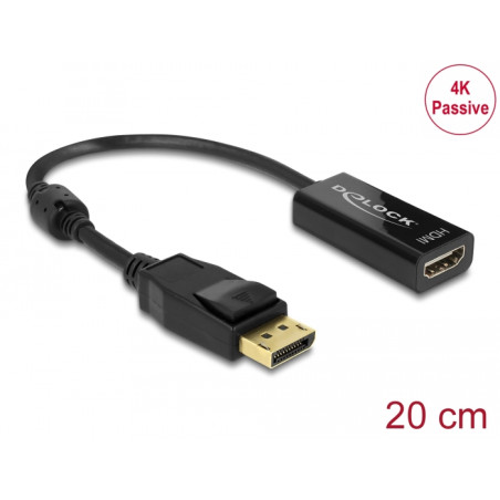 Delock Adapter DisplayPort 1.2 Stecker - HDMI Buchse 4K Passiv schwarz