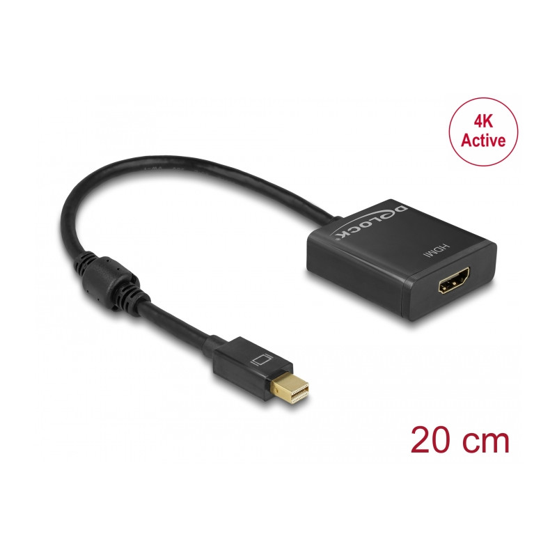 Delock Adapter mini DisplayPort 1.2 Stecker - HDMI Buchse 4K Aktiv schwarz