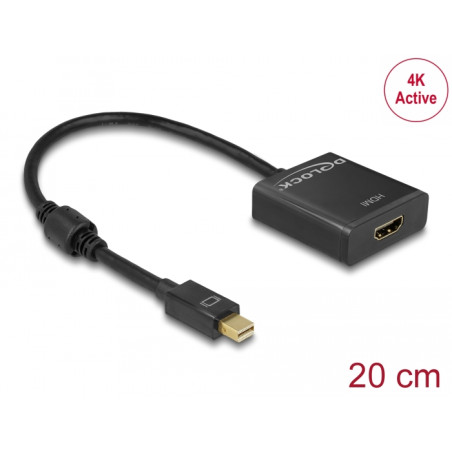 Delock Adapter mini DisplayPort 1.2 Stecker - HDMI Buchse 4K Aktiv schwarz