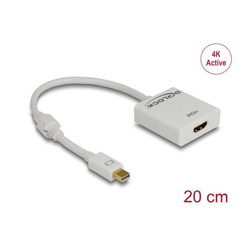 Delock Adapter mini DisplayPort 1.2 Stecker - HDMI Buchse 4K Aktiv weiß