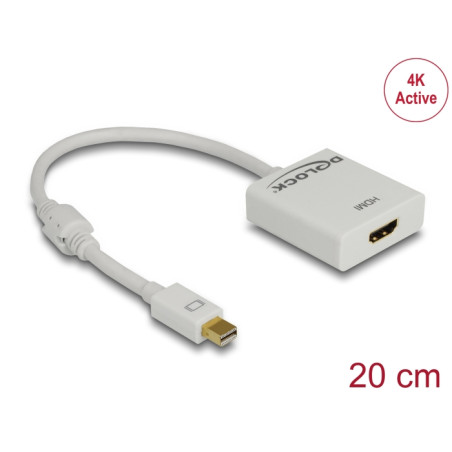 Delock Adapter mini DisplayPort 1.2 Stecker - HDMI Buchse 4K Aktiv weiß